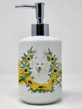 Caroline's Treasures CK2974SOAP Irish Wolfhound in Sunflowers Ceramic Soap Dispenser Hand Soap Dispenser Pump Bottles for Bathro