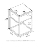 Furinno Simplistic End Side Night Stand/Bedside Table With Stainless Steel Tubes, Stackable Metal Frame, Columbia Walnut