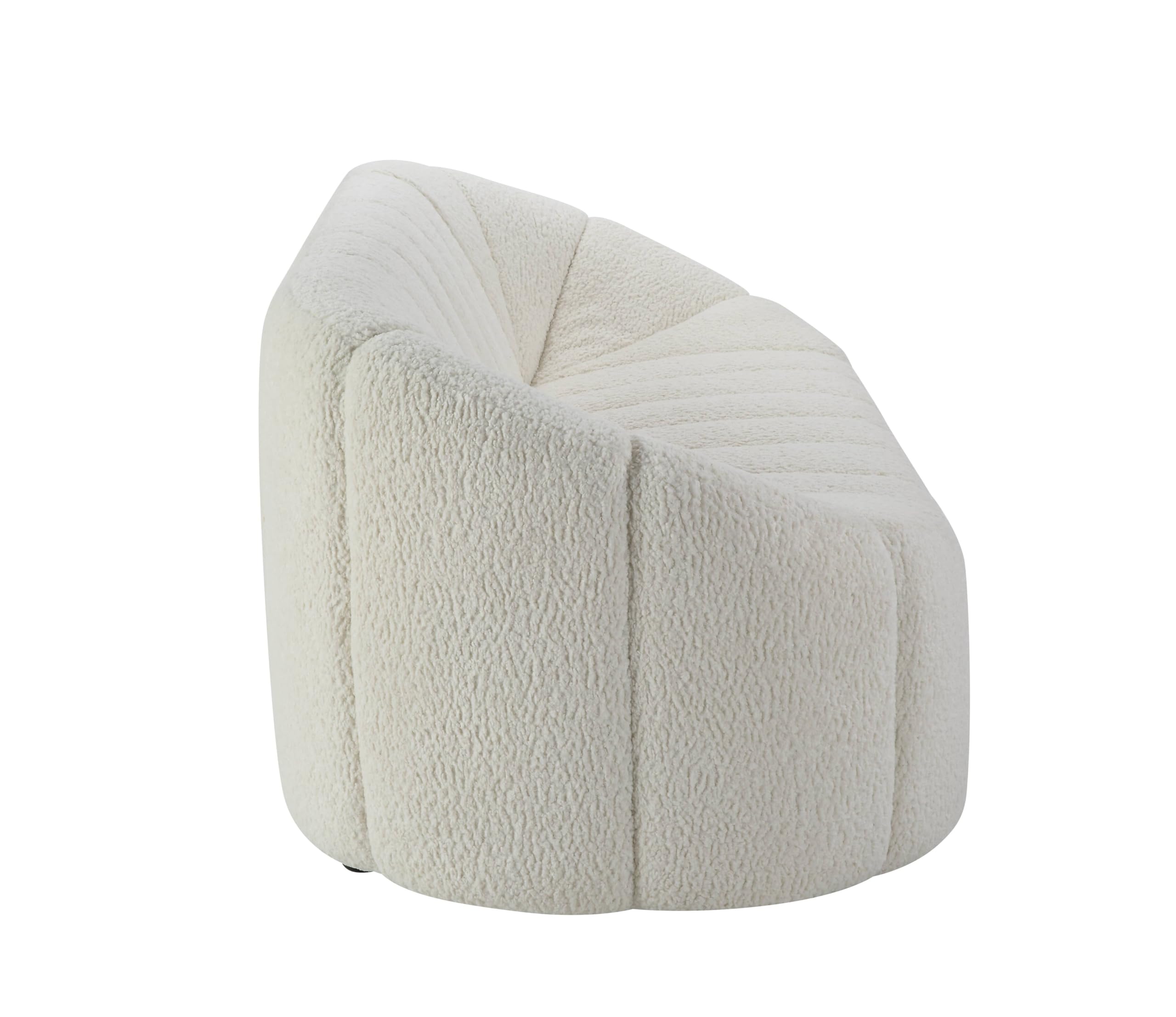 Acme Osmash Wooden Frame Sofa in White Teddy Sherpa