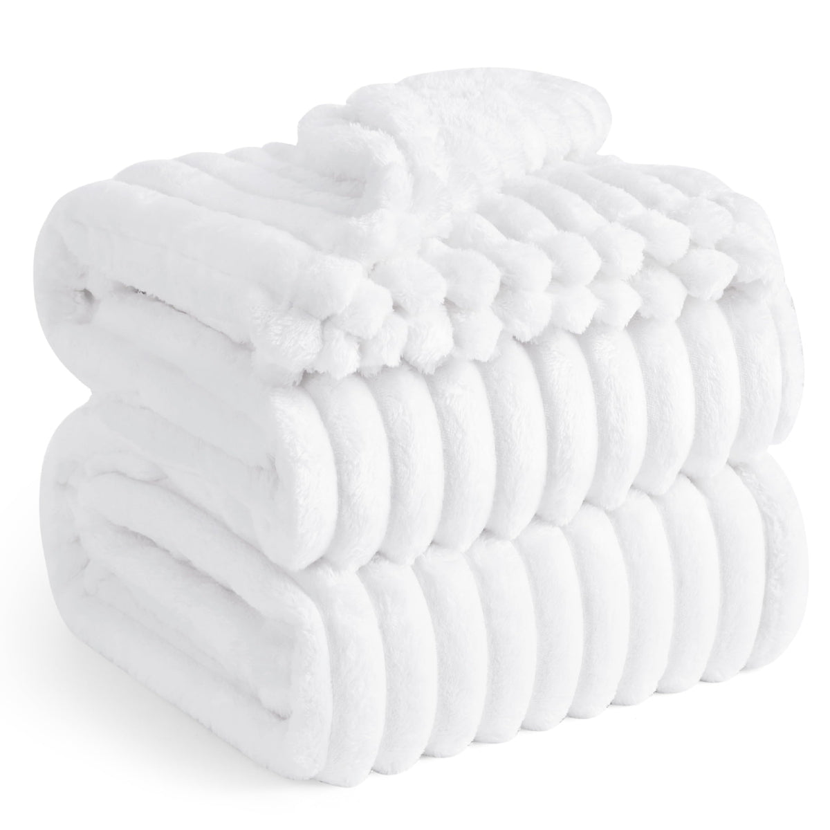 Bedsure Queen Blanket For Couch - Super Soft Cozy Blankets For Women, Cute Small Fleece Blanket For Girls, White, 90X90 Inches