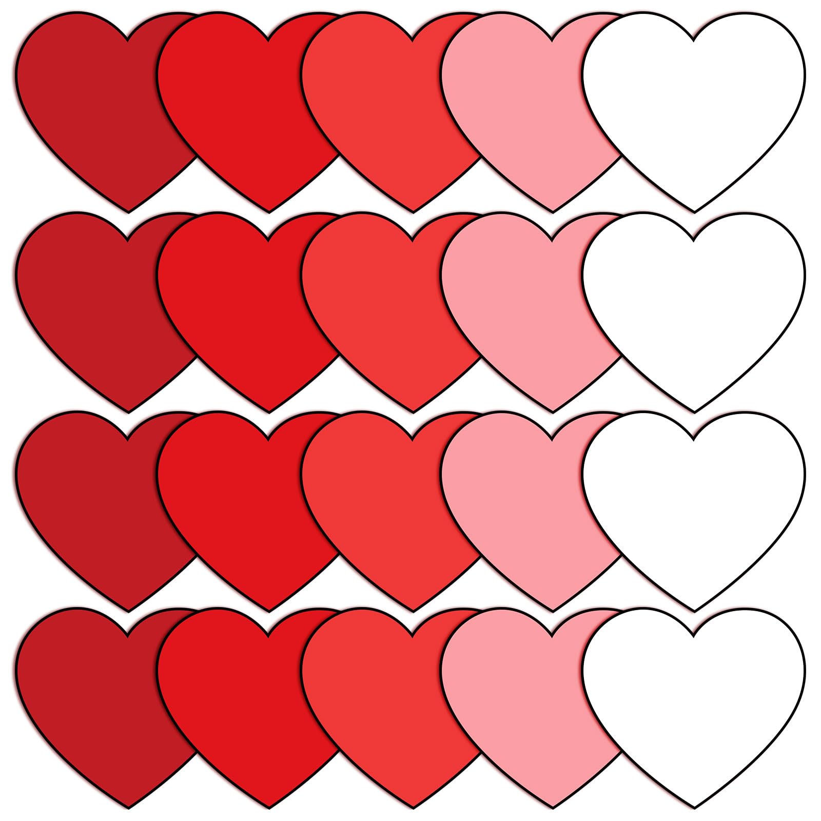 Whaline Valentine'S Day Heart Cutouts 5.9 Inch Red Pink White Heart Cut-Outs Valentines Heart Card Bulletin Board Decor With Glu