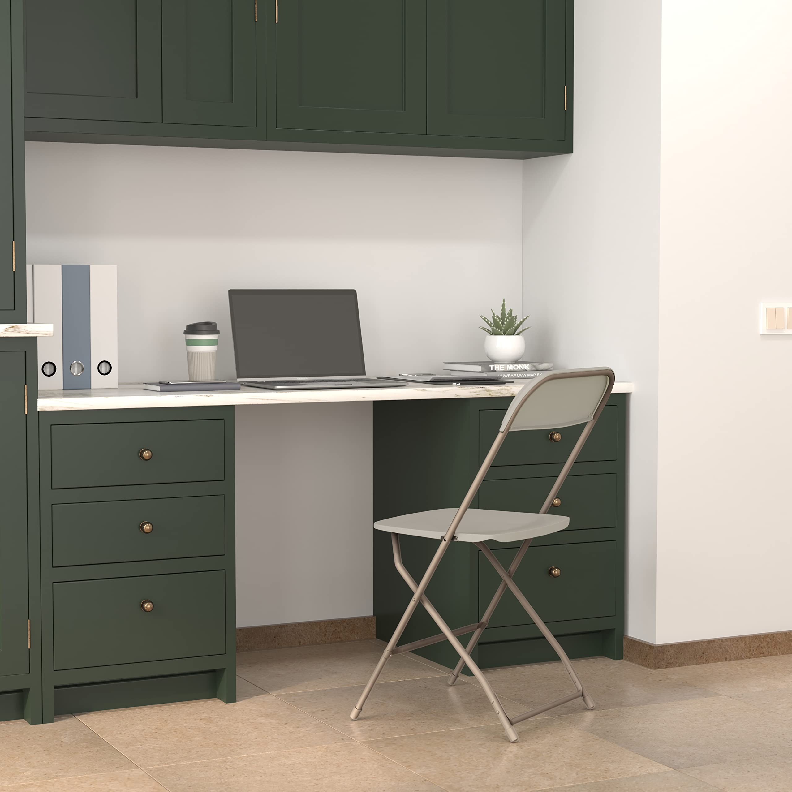 Flash Furniture Hercules Series Plastic Folding Chair - Beige - 6 Pack 650Lb Weight Capacity Comfortable Event Chair-Lightweight Folding Chair