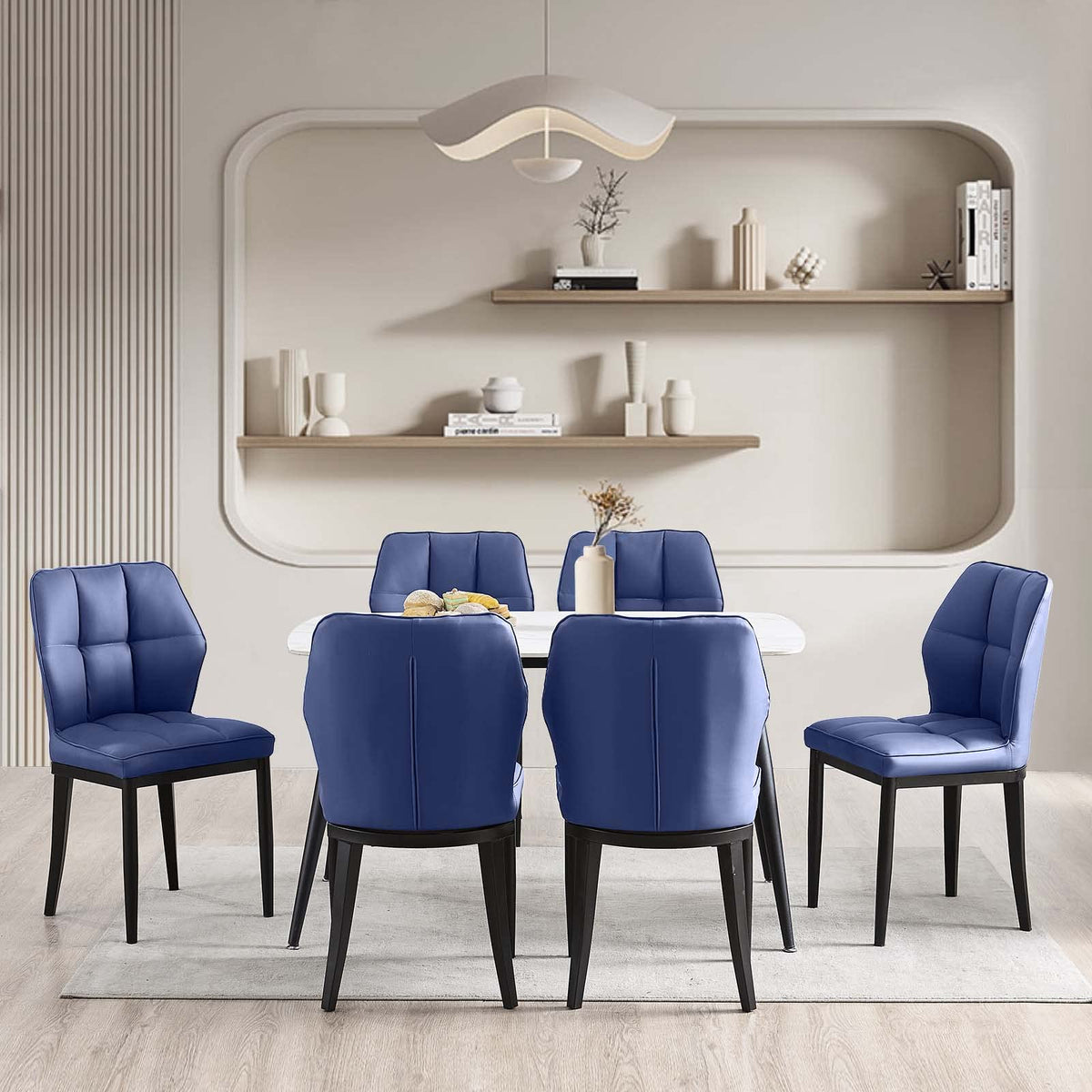 Bekrvio Dining Chairs Set Of 6, Mid Century Modern Kitchen Chairs Sillas De Comedor Upholstered Armless Dinner Leather Dining Ro