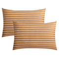 Jellymoni 100% Natural Cotton Striped King Pillowcases Set, 2 Pack Rust And White Stripes Pattern Printed Pillow Covers With Env