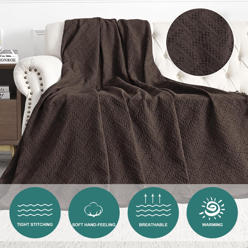 Mysky Home Couch Cover Chocolate Sofa Covers For 3 Cushion Couch Geometrical Sectional Couch Cover Living Room Sofa Throws Sofa Slipcovers For Pets, Kids (Xxx-Large, 91' X 150', Chocolate)