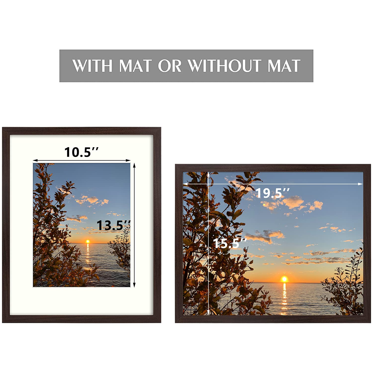 Golden State Art, Picture Frame - 16'' X 20'' Frame For 11'' X 14'' Photo Display, 2 Pack, Brown