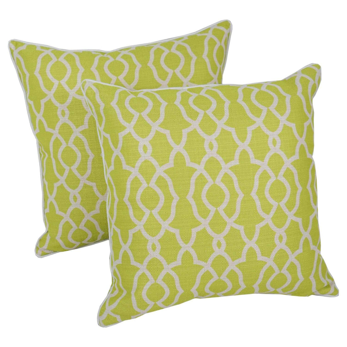 Blazing Needles Corded Printed Throw Pillow, 18&quot;, Green Lattice 2 Count