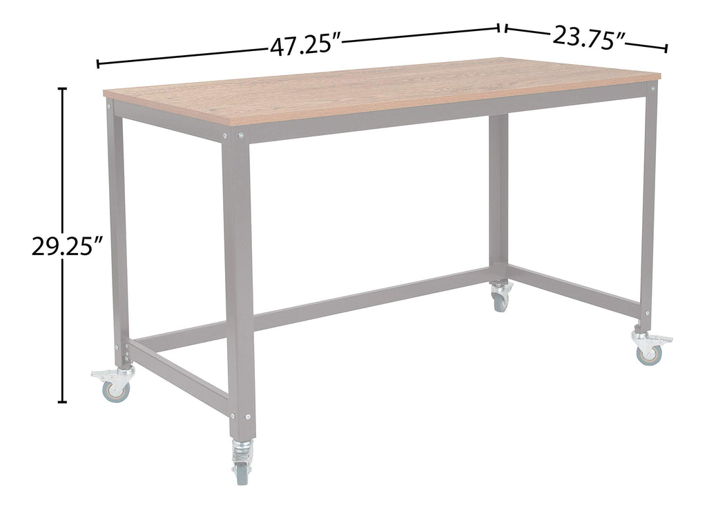 Flash Furniture Livingston Collection Computer Table And Desk In Brown Oak Wood Grain Finish With Metal Wheels