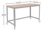 Flash Furniture Livingston Collection Computer Table And Desk In Brown Oak Wood Grain Finish With Metal Wheels