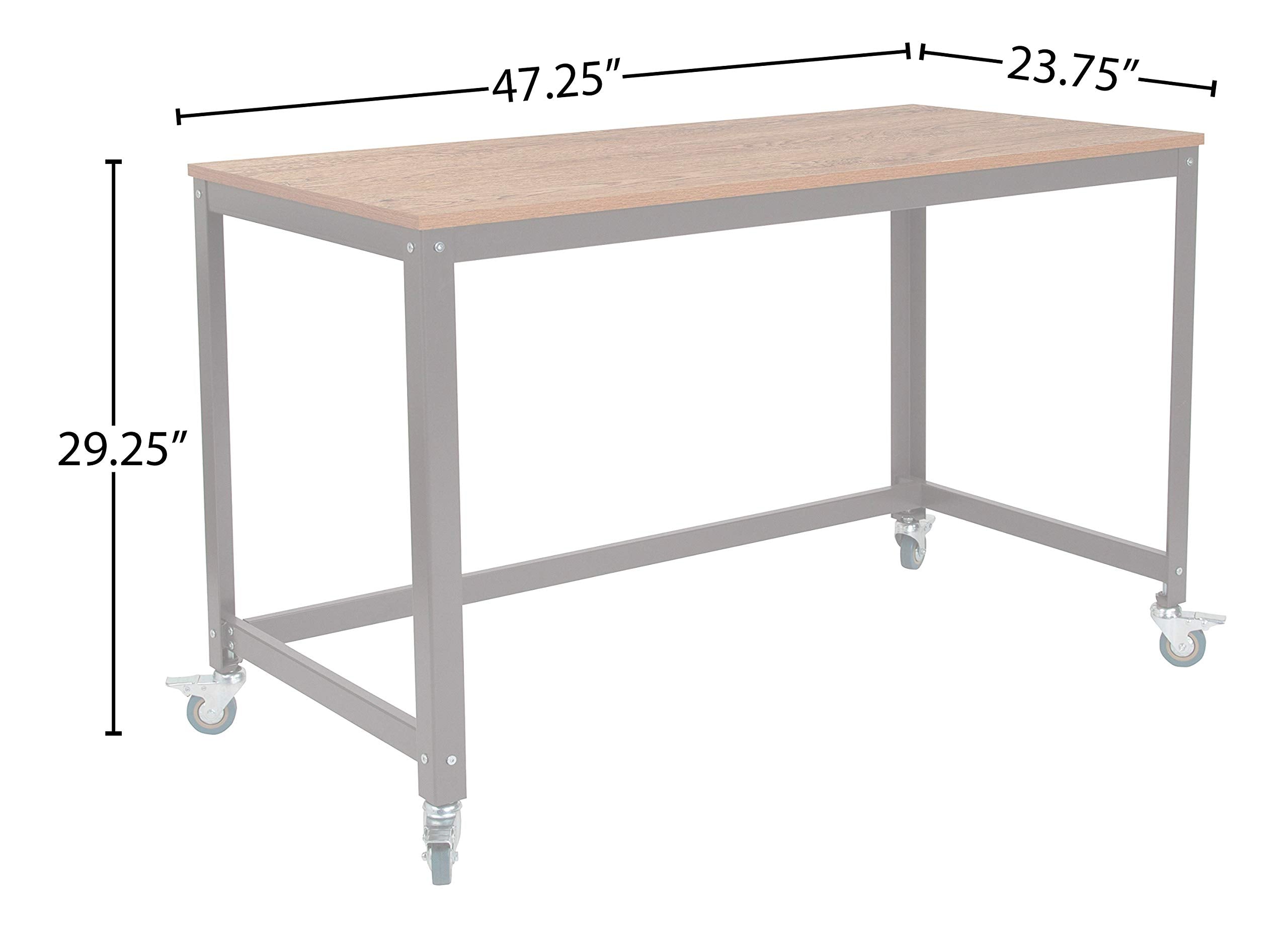 Flash Furniture Livingston Collection Computer Table And Desk In Brown Oak Wood Grain Finish With Metal Wheels