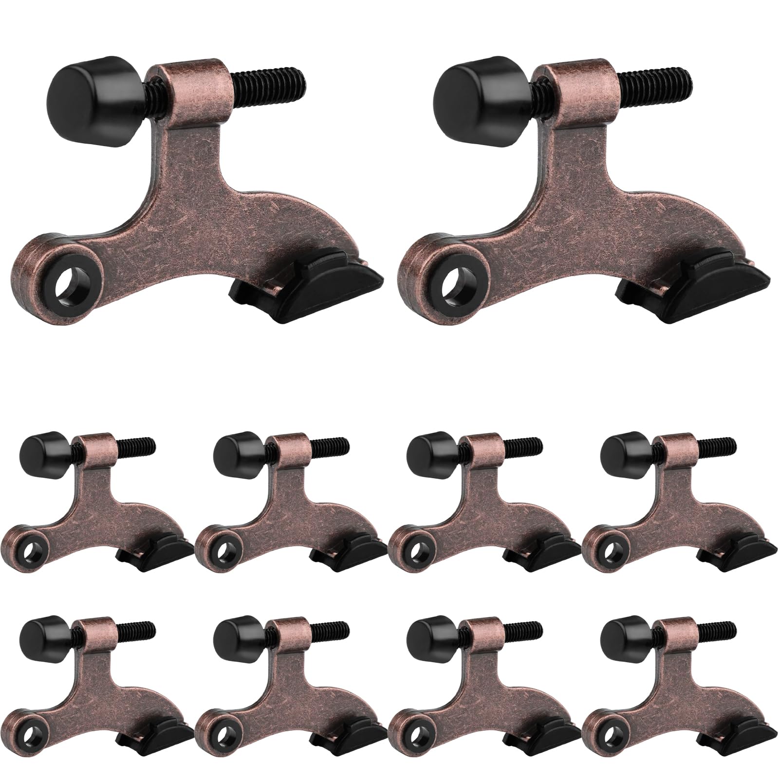 Obtanim 8 Pack Hinge Pin Door Stopper Heavy Duty Metal Adjustable Door Stops With Rubber Bumper Tips (Brown)