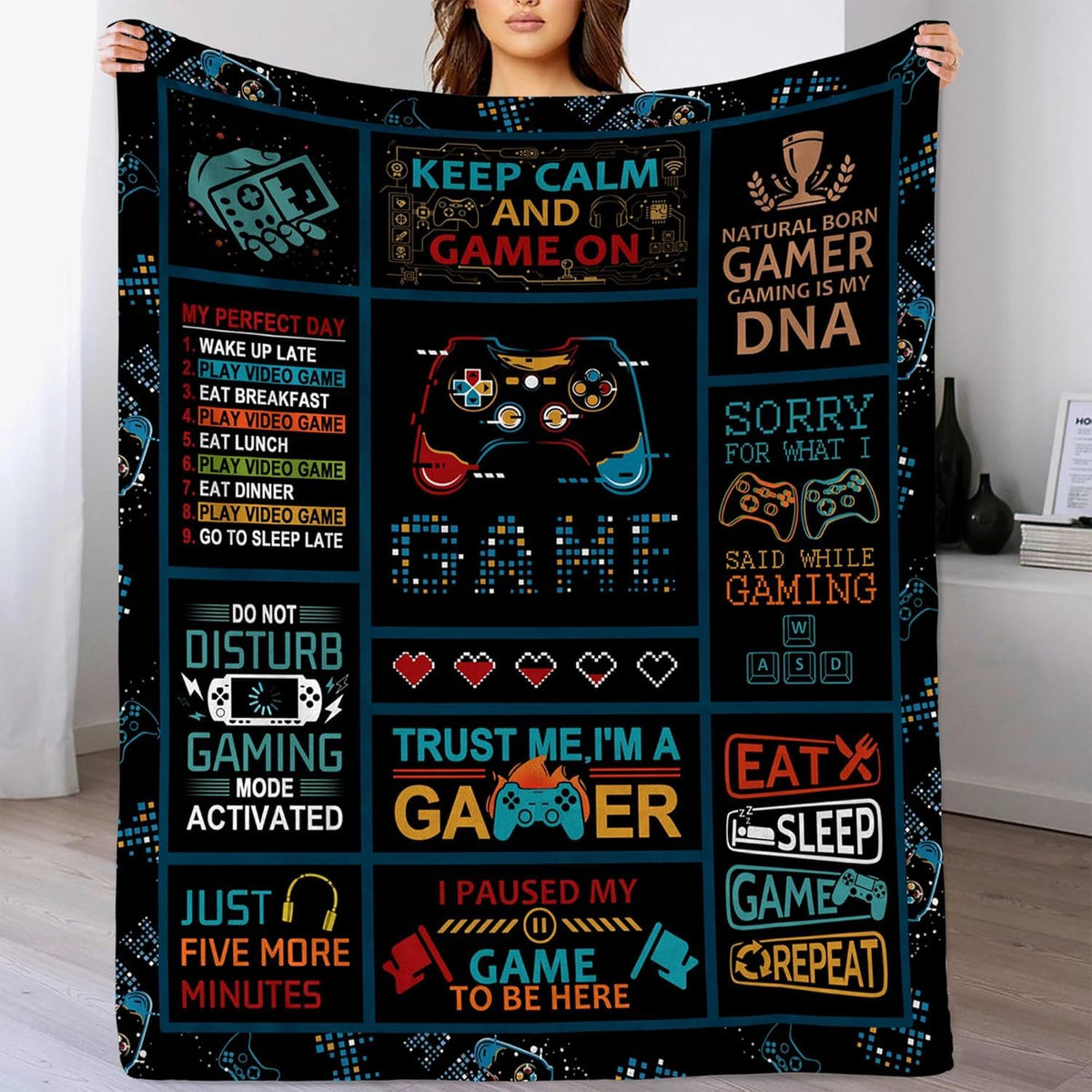Gaming Blanket Game Flannel Throw Blanket For Adult Gamer Blanket For Teen Boy Soft Plush Game Theme Blanket Game Lover Room Dec