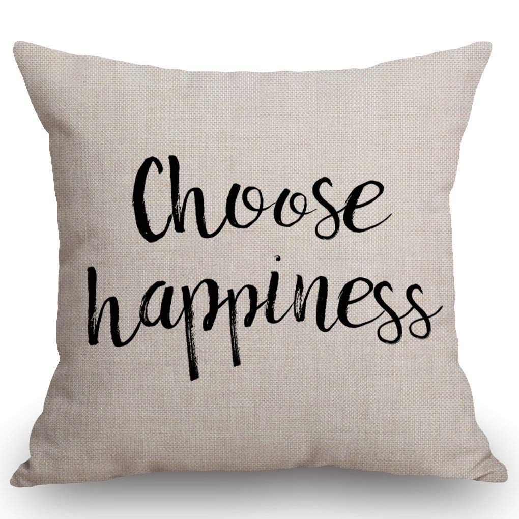 SSOIU Choose Happiness Throw Pillow Covers Farmhouse Decorative Square Pillow Covers 18x18 Inches for Farmhouse Home Decor