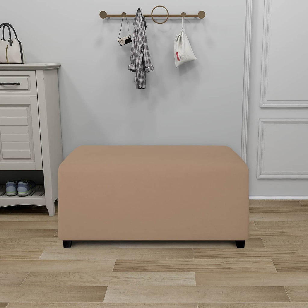 Purefit Super Stretch Soft Form Fit Ottoman Cover Rectangle - Ottoman Slipcovers For Foot Stool & Folding Storage Furniture For Living Room With Nonslip Elastic Bottom (Medium, Camel)