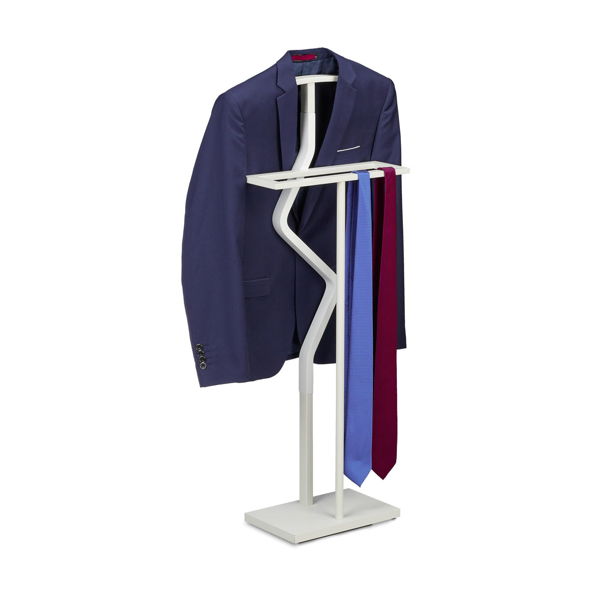 Relaxdays Valet Stand, Suit Holder, Clother Butler, Jacket & Trouser Hanger, 107 x 47.5 x 20 cm, Metal & MDF, White, 60% steel 4