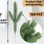 Hananona 100 Pcs Artificial Pine Branches Green Plants Pine Needles Diy Accessories For Garland Wreath Christmas And Home Garden