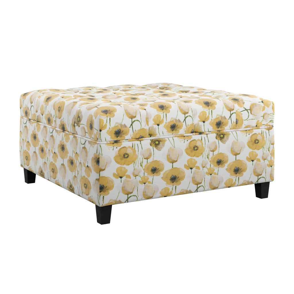 Madrona Burke Mia Golden Poppy Storage Ottoman with Durable Upholstery and Wood Legs,MBU3623
