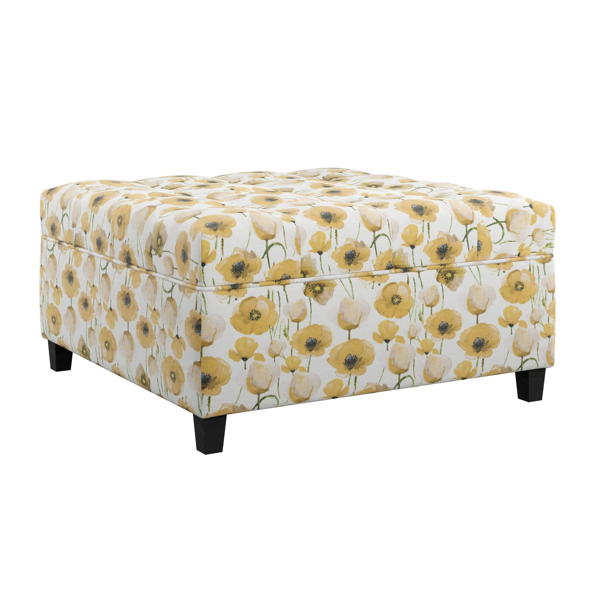 Madrona Burke Mia Golden Poppy Storage Ottoman with Durable Upholstery and Wood Legs,MBU3623