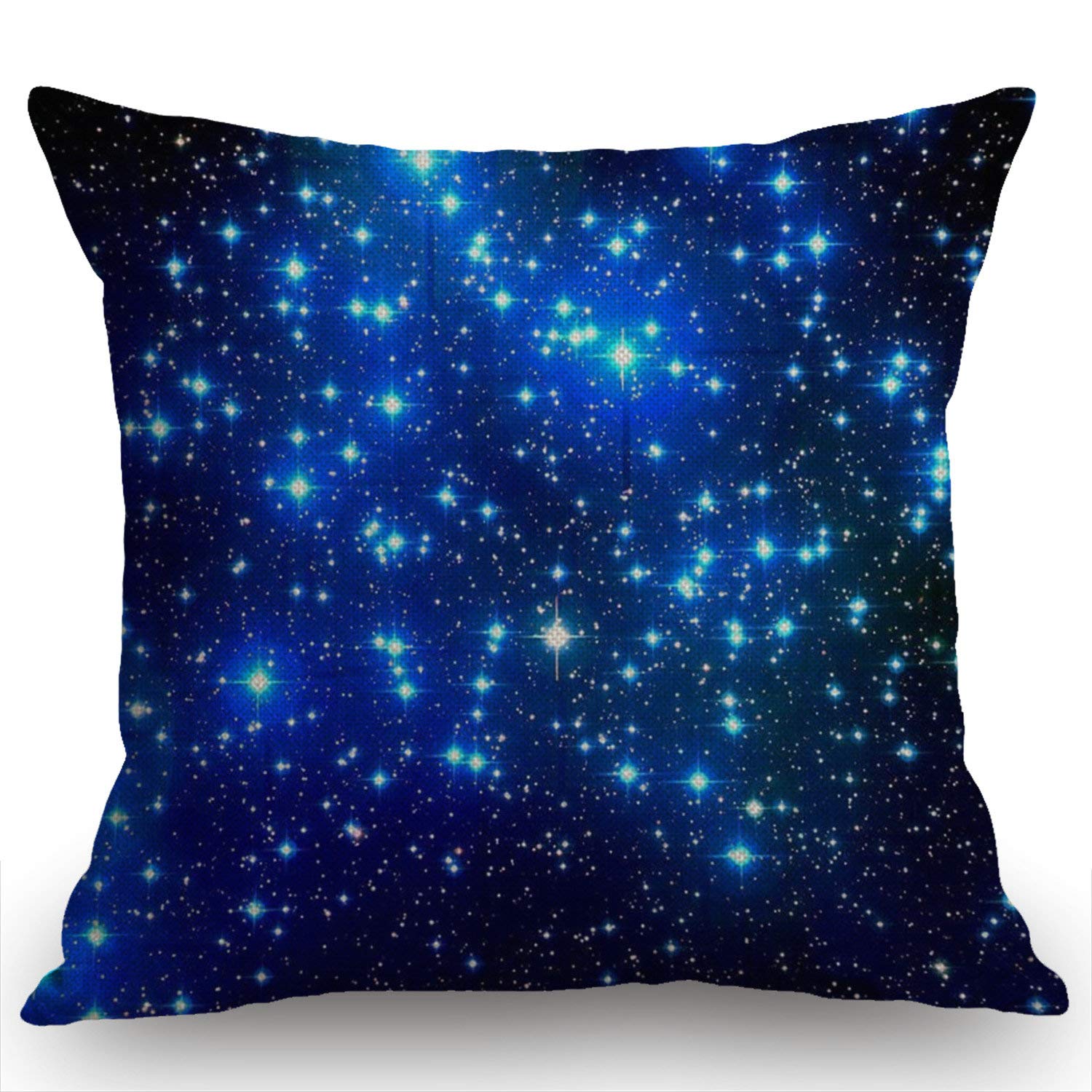 Swono Galaxy Blue Stars Burlap Throw Pillow Case Cushion Cover Couch Sofa Decorative Square 18X18 Inches