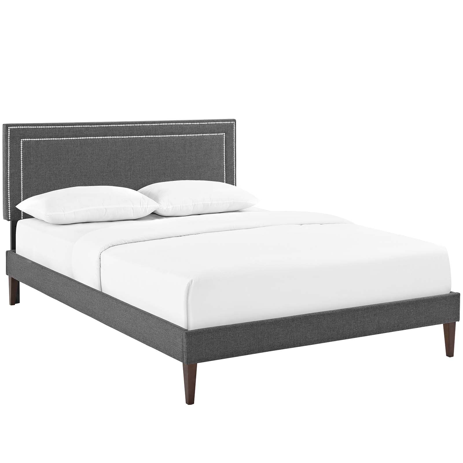 Modway Virginia Upholstered Full Platform Bed Frame With Tapered Legs In Gray