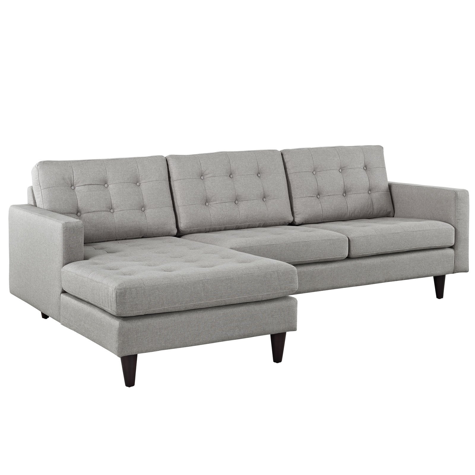 Modway Empress Mid-Century Modern Upholstered Fabric Left-Arm Facing Sectional Sofa In Light Gray