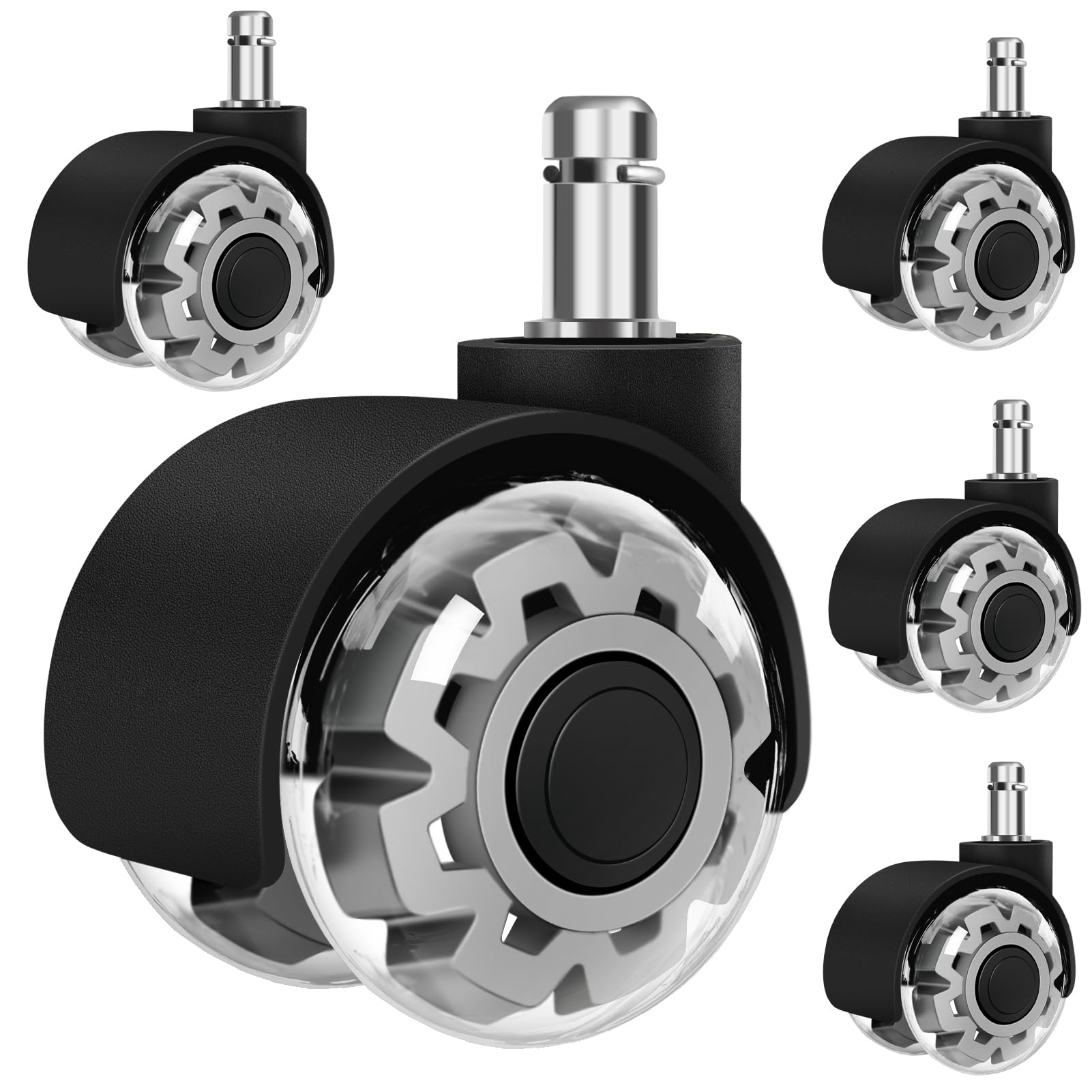 Freekyfit Office Chair Wheels,2 Inch Smooth & Quiet Rolling Casters Replacement, Computer Gaming Chair Casters For All Hardwood