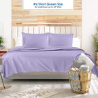 Nestl Lavender Rv Queen Sheets – Super Soft Rv Short Queen Sheets For Rv Camper, 4 Piece 1800 Microfiber Fitted Rv Sheets, Double Brushed Rv Bed Sheets Set, Camper Sheets And Pillowcases