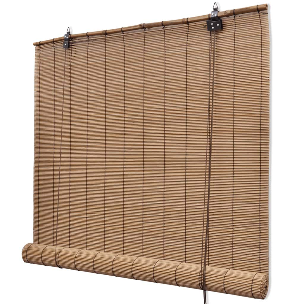 vidaXL Roller Blinds Environmental Friendly Home Bedroom Office Window Blackout Sunshade Privacy Screen Bamboo 31.5&quot; Brown