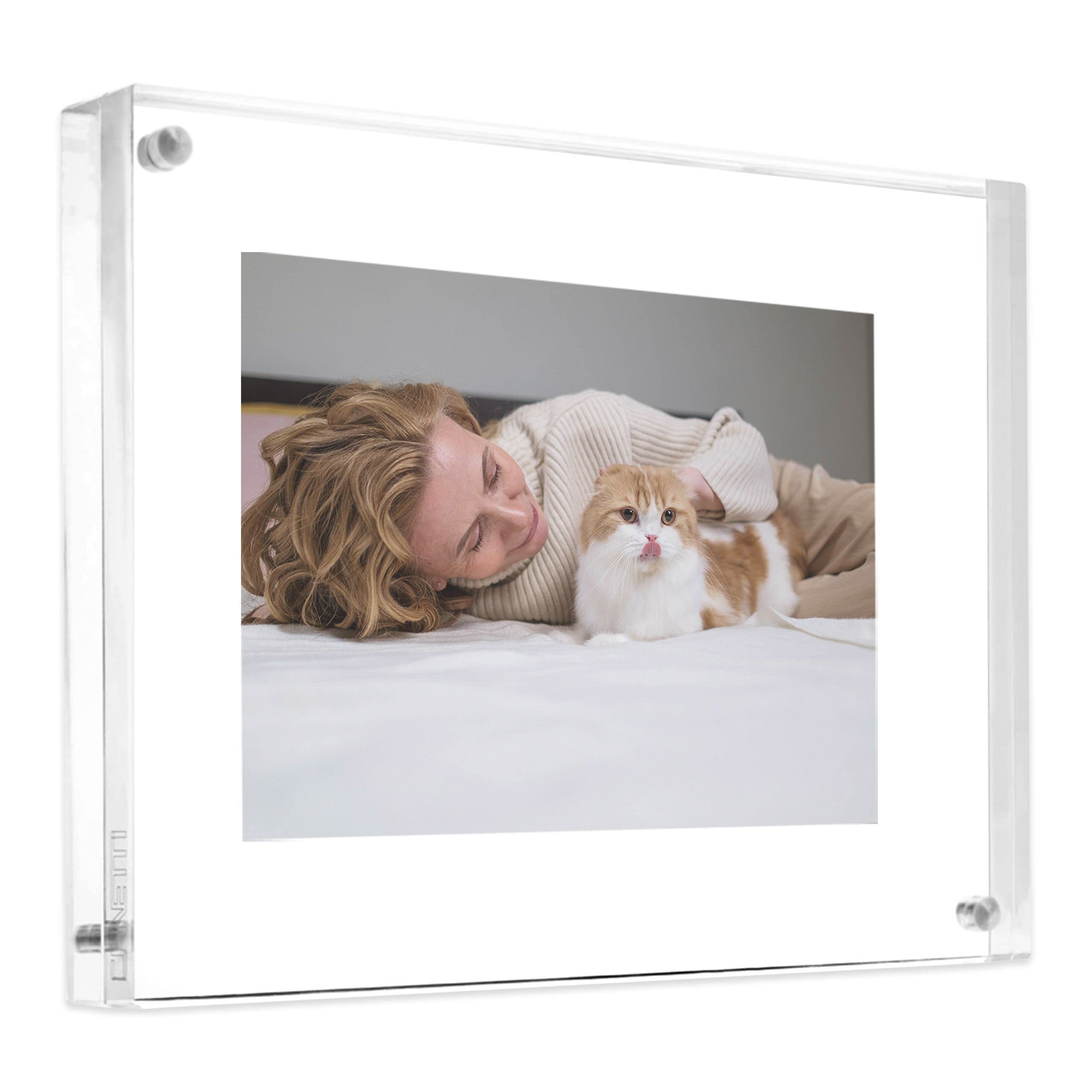 Canetti Original Magnet Picture Frame - Crystal Clear Acrylic Glass Table Top Photo Frame