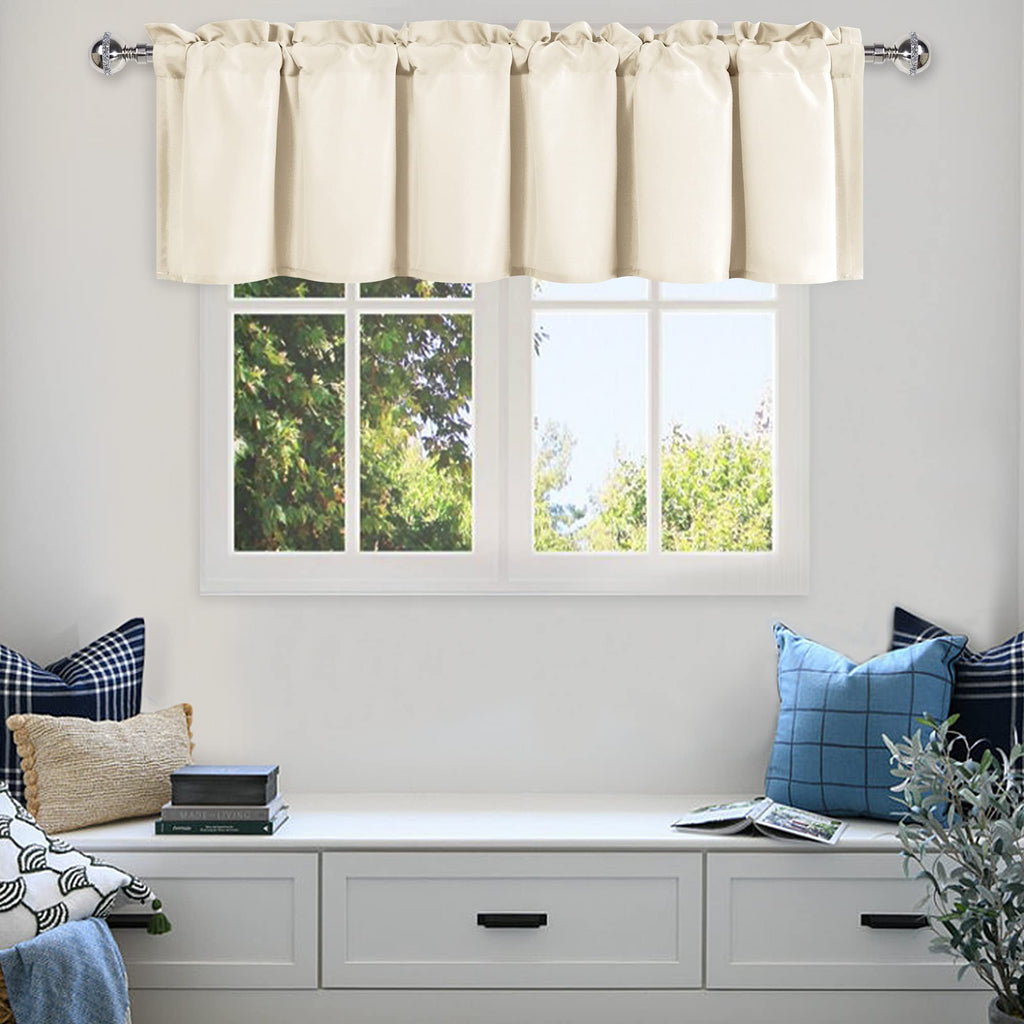 DWCN Valance Curtains for Basement, Kitchen Valance Solid Short Topper, Bathroom Curtain Valance Rod Pocket for Window Treatment