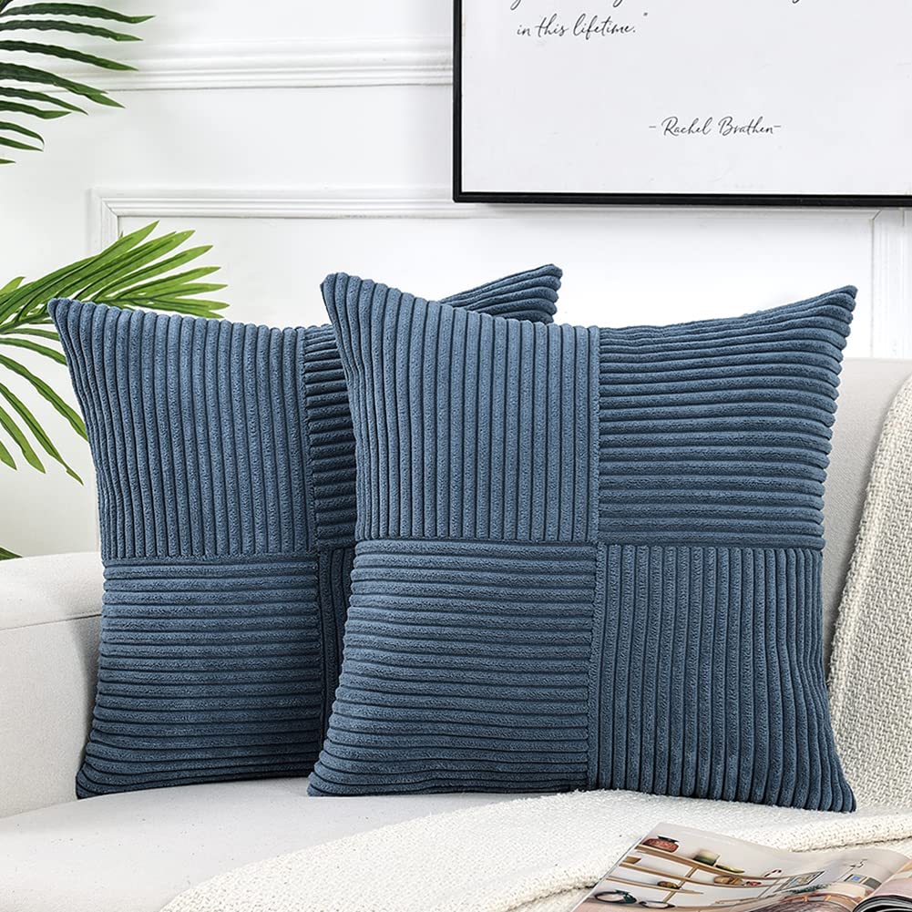 Fancy Homi 2 Packs Dusty Blue Samll Decorative Throw Pillow Covers 14X14 Inch With For Couch Bed Sofa, Rustic Farmhouse Boho Hom