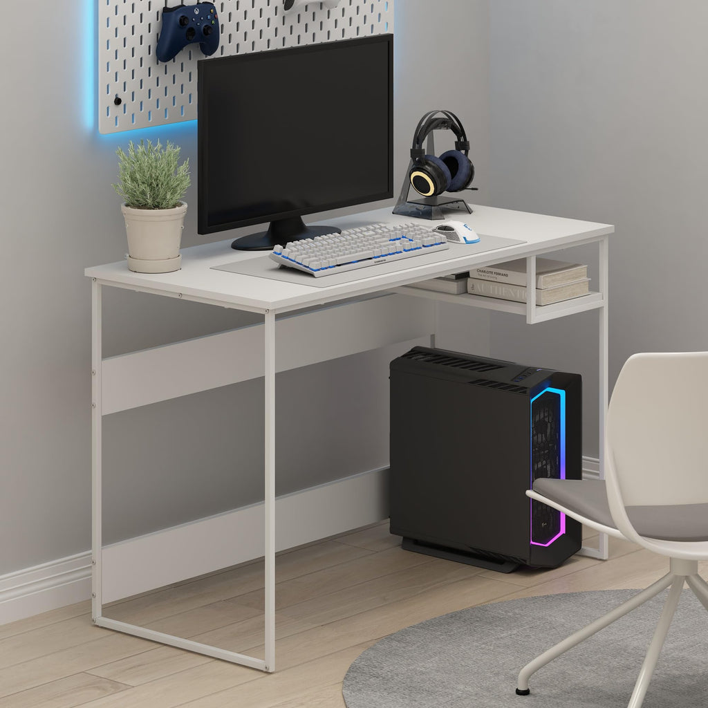 Furinno Moretti Modern Lifestyle Study Desk, 45, Solid White/White