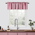 Bapawfish Red And White Buffalo Check Kitchen Curtain Valances For Windows,Burgundy Plaid Gingham Valance For Bathroom Rod Pocke