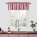 Bapawfish Red And White Buffalo Check Kitchen Curtain Valances For Windows,Burgundy Plaid Gingham Valance For Bathroom Rod Pocke