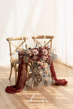 Ling'S Moment 2Pcs Artificial Floral Swags Centerpieces Burgundy Wedding Flower Greenery Arrangements For Sweetheart/Head Table