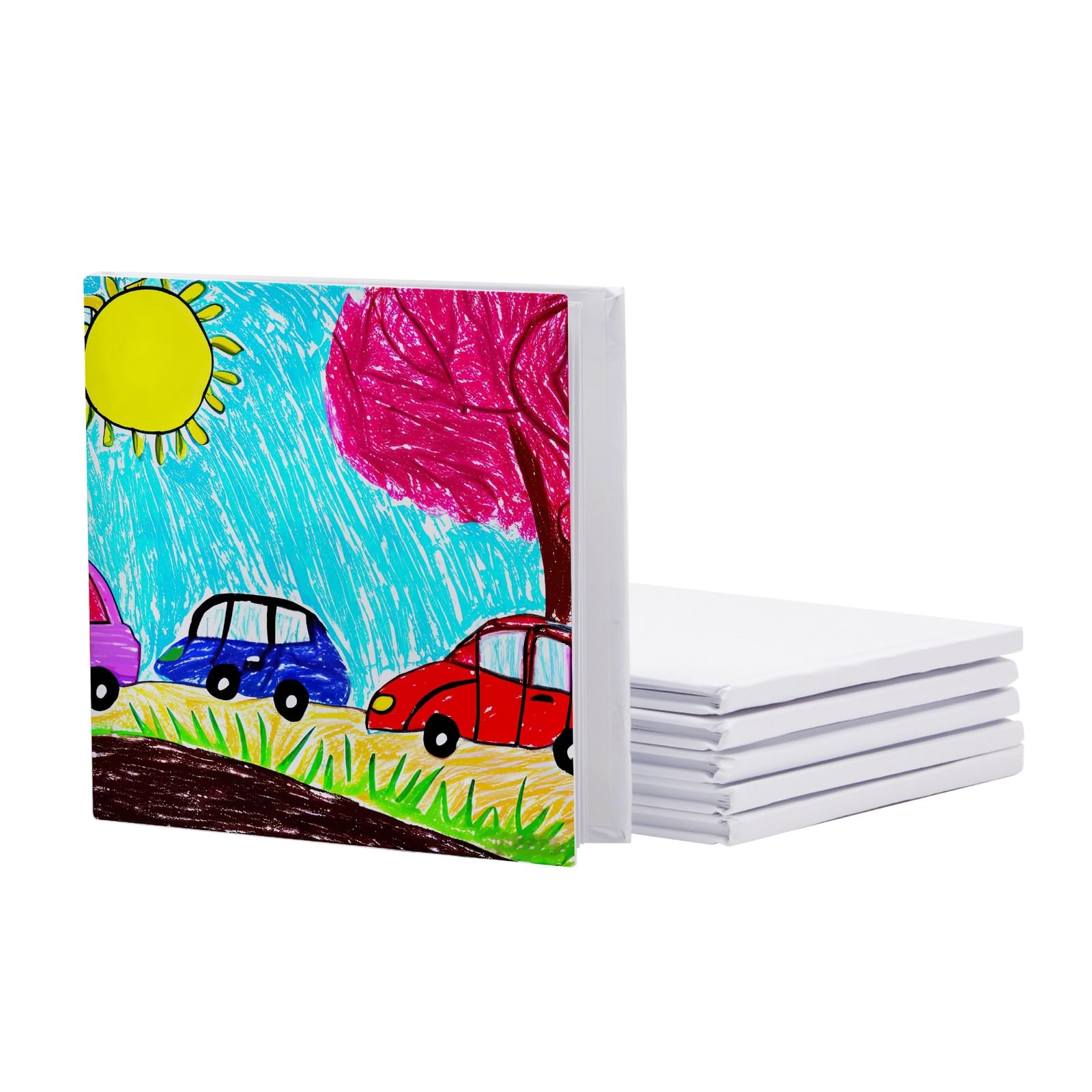 Paper Junkie 6 Pack 5 X 5-Inch Blank Hardcover Books For Kids To Write Stories, 36 Sheets Each For Scrapbook And Journal