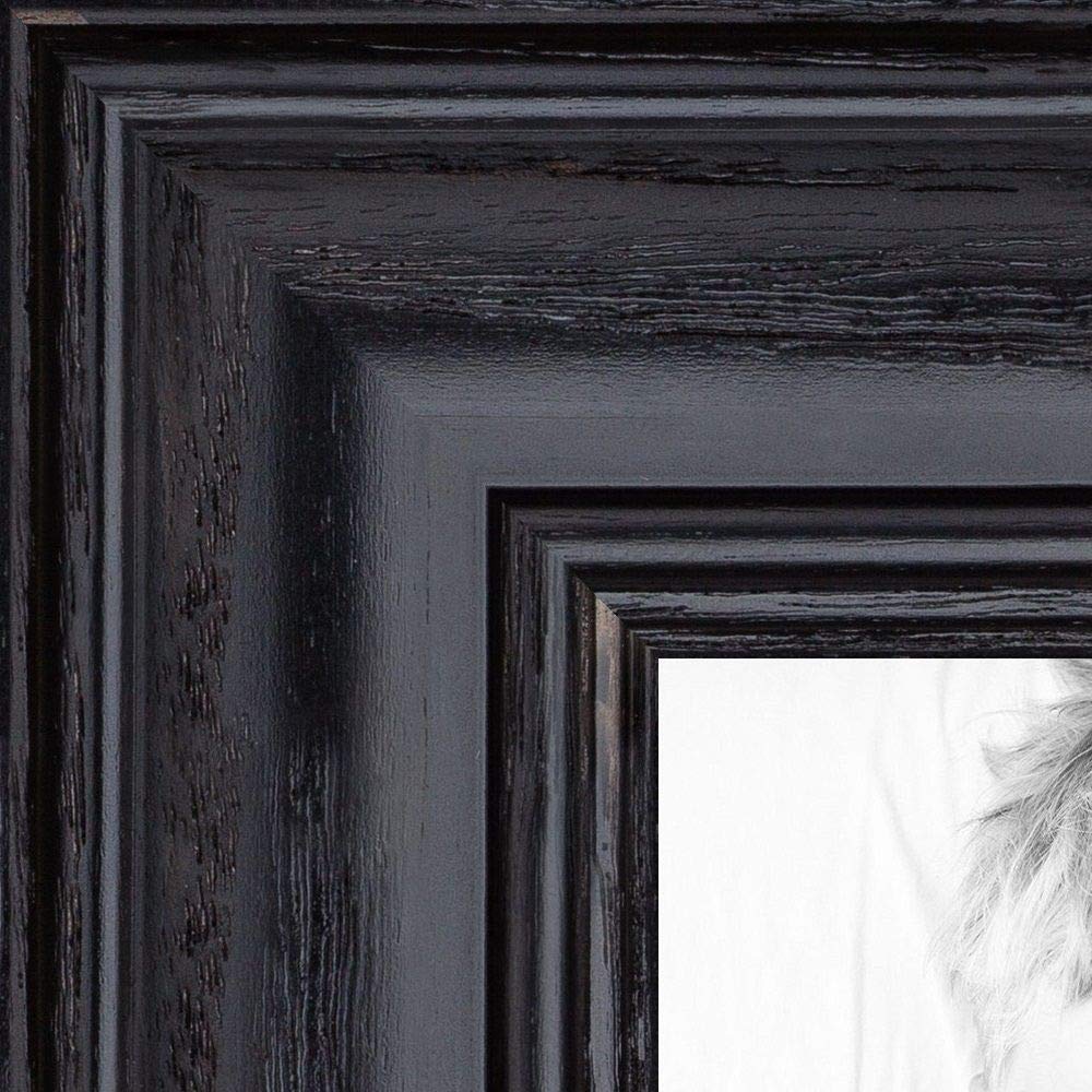 ArtToFrames 24x36 Inch Black Picture Frame, This 1.25 Custom Wood Poster Frame is Black Stain on Solid Red Oak, for Your Art or 