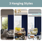 Bgment Navy Blue 100% Blackout Curtains 45 Inches Long With Black Liner, Rod Pocket And Back Tab Double Layer Full Room Darkening Thermal Window Curtains For Bedroom, 2 Panels, Each 52 X 45 Inch