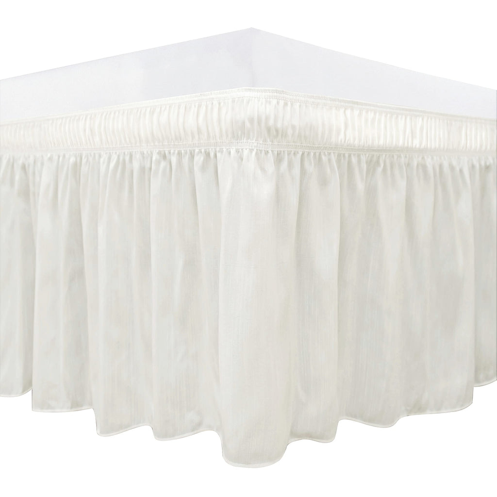 Biscaynebay Wrap Around Bed Skirts For King & Cal King Beds Short Drop Of 12', Ivory Adjustable Elastic Dust Ruffles Easy Fit W