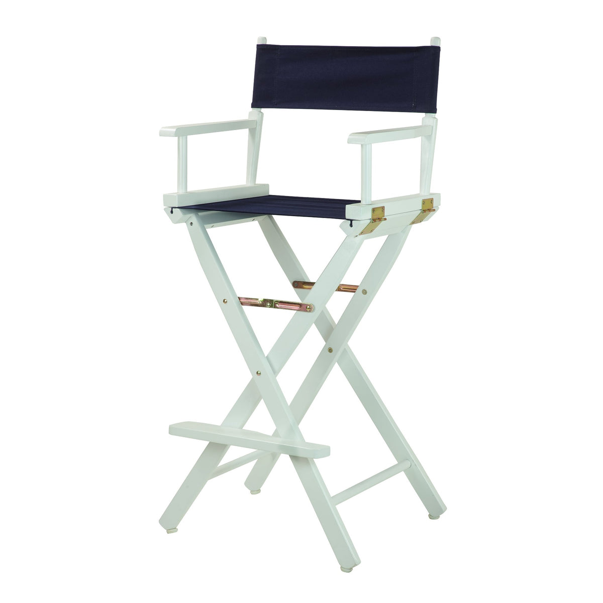 Casual Home Director'S Chair ,White Frame/Navy Canvas,30&quot; - Bar Height