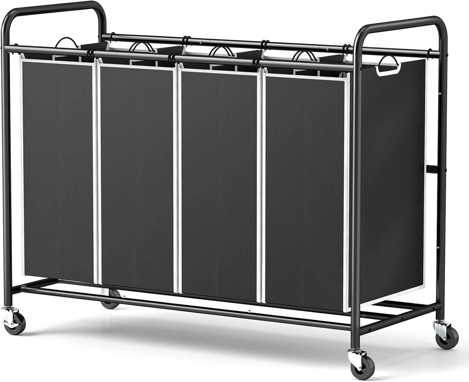 ROMOON Laundry Hamper Sorter Cart: 4-Section Organizer with Heavy-Duty Lockable Wheels and Removable Bags | 172L Rolling Laundry