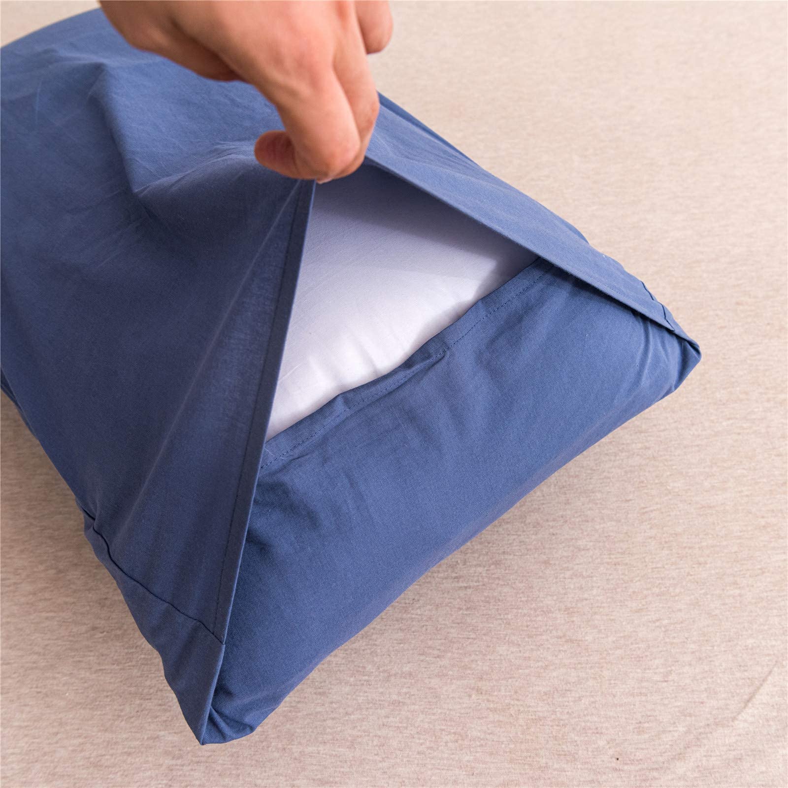 Jellymoni Pillowcases King Set Of 2 Cotton Envelope Pillow Covers Blue 20  36In Bed Pillow Cases 100% Washed Cotton Soft Breatha