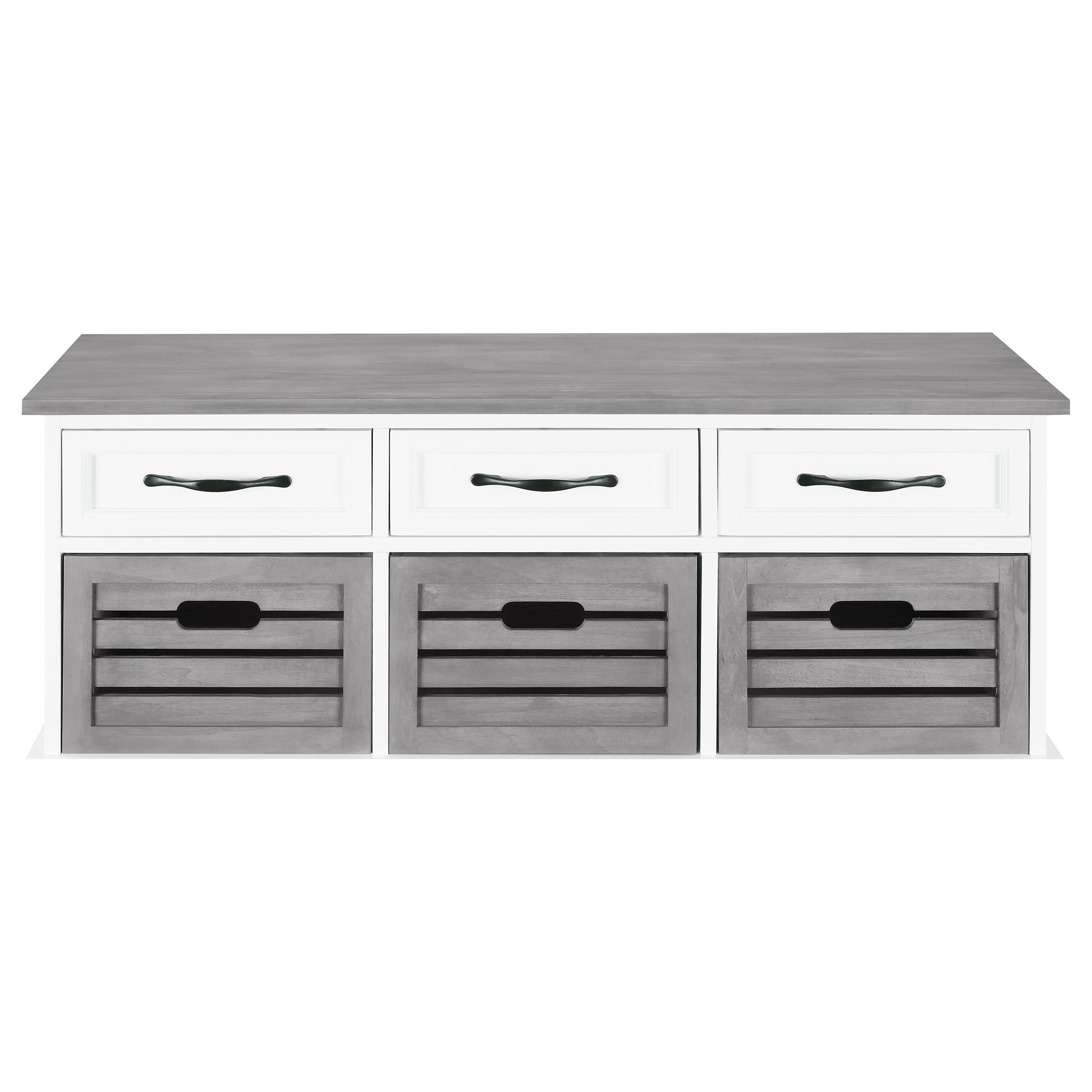 Coaster Home Furnishings Alma 3-Drawer Storage Bench White And Weathered Grey