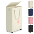Slim Laundry Hamper with Wheels,20 Gal (75L) Rolling Laundry Basket with lid and wheels Clothes Hamper Foldable Tall Dirty Cloth