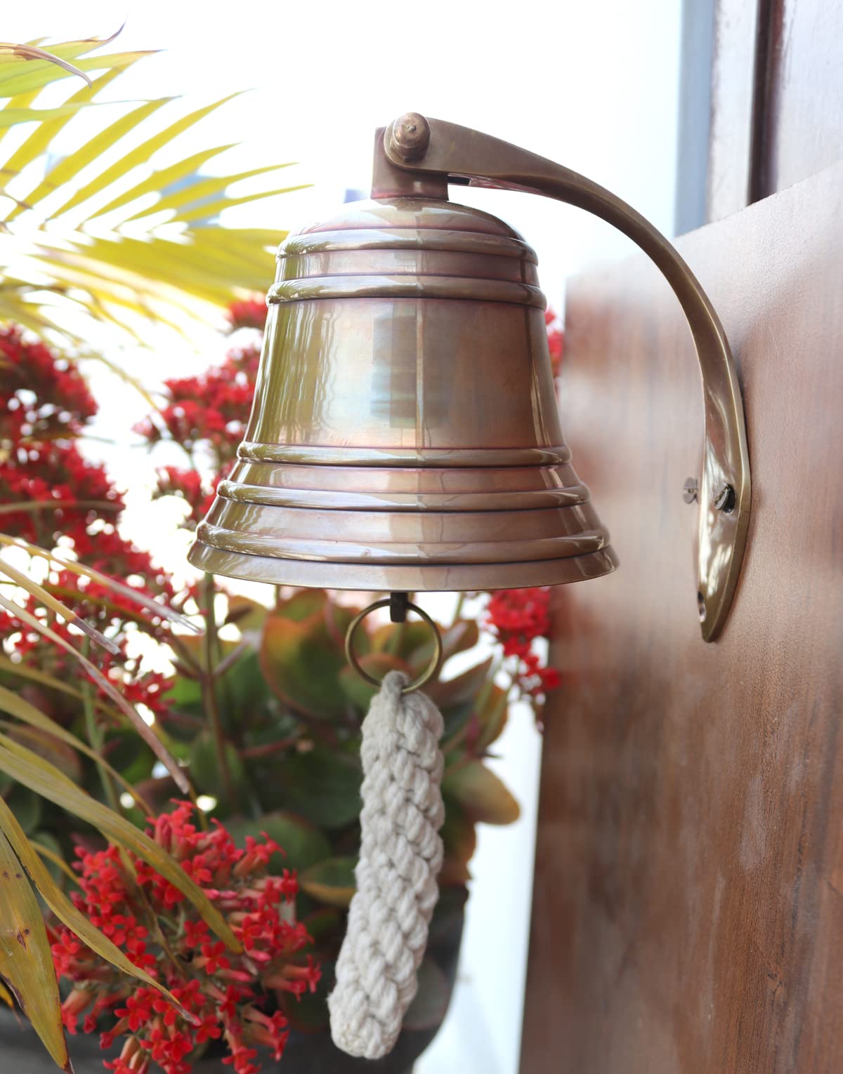 4 Solid Antique Brass Bell Quality Marine Wall Mounted Ship Hanging Bell Perfect for Dinner, Indoor, Outdoor, School, Bar, Recep