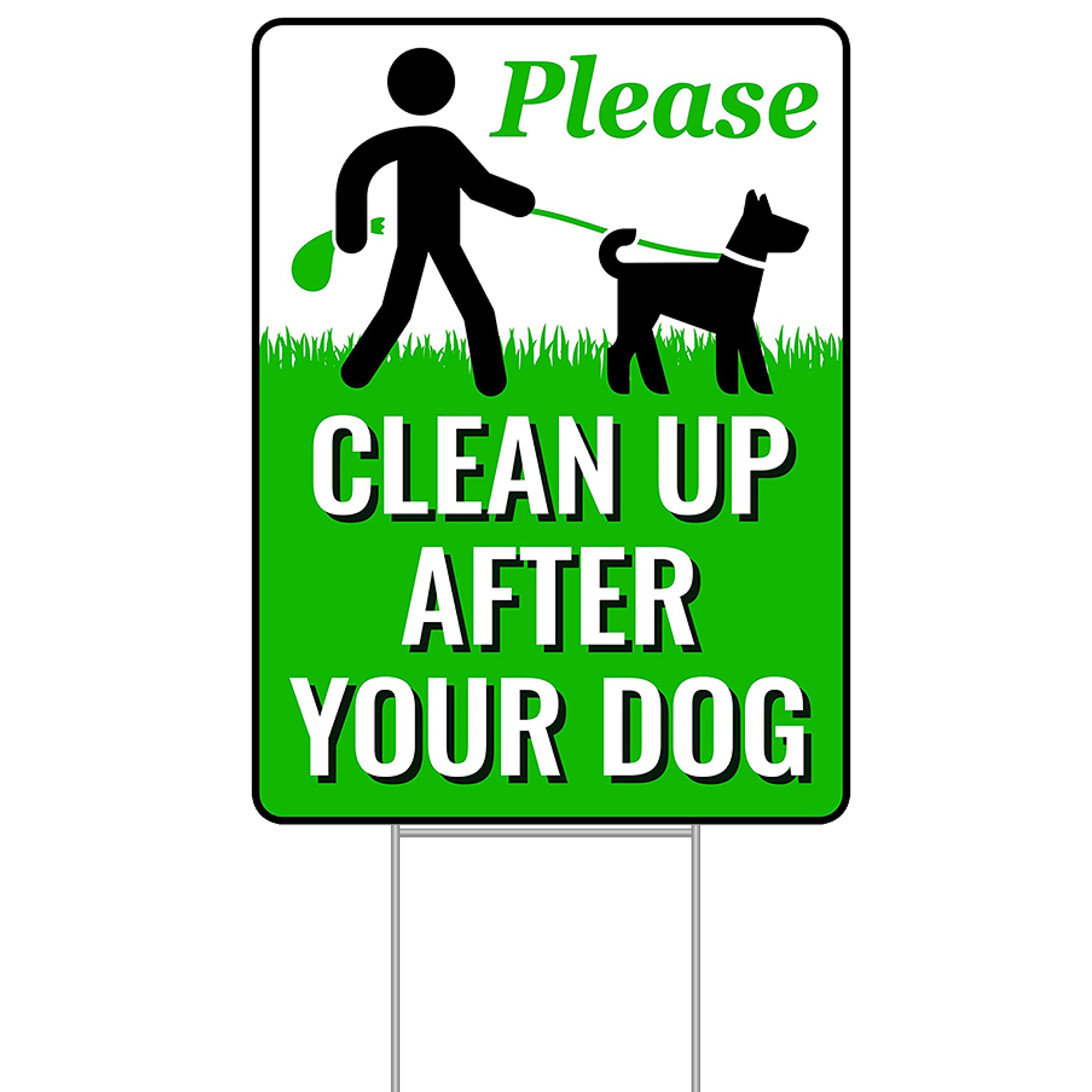 Signs Authority Clean Up After Your Dog Signs 12'X9' With Metal H-Stake | No Poop Signs For Lawn No Pooping Dog Signs For Yard