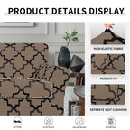 Easy-Going 2-Piece Stretch Couch Cover Print Fleece Sofa Slipcover, Micro Fiber Stylish Furniture Protector For 1 Cushion Sofa, Pets, Kids, Children, Dog (Chair, Quatrefoil/Camel)