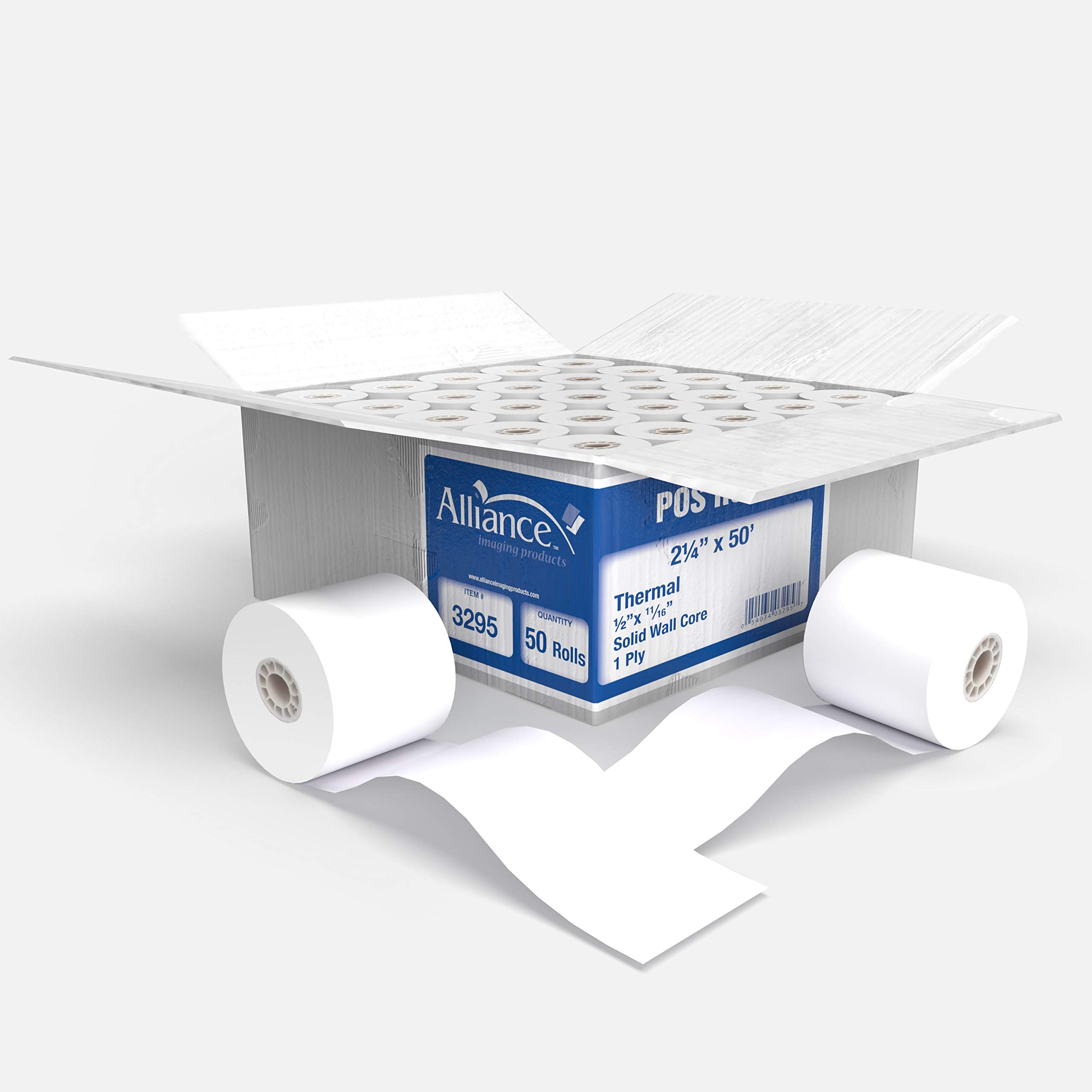 Thermal Paper Receipt Rolls, 48 Gram Weight, Bpa Free, Grade A, Pure 85 White Paper, Unique Thermal Coating (2-1/4' X 50' (15,0
