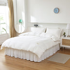 Meila Wrap Around Bed Skirt Three Fabric Sides Elastic Dust Ruffled 18 Inch Tailored Drop,Easy To Install Fade Resistant-Natural White, Twin/Full