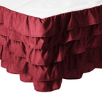 Elegant Comfort Luxurious Premium Quality 1500 Thread Count Wrinkle And Fade Resistant Egyptian Quality Microfiber Multi-Ruffle Bed Skirt - 15Inch Drop, California King, Burgundy